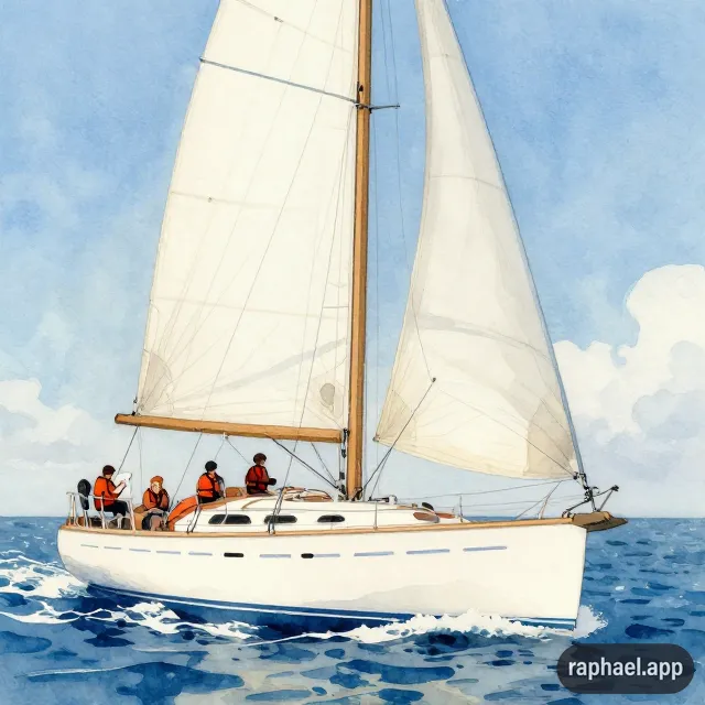 Yacht under sail at noon