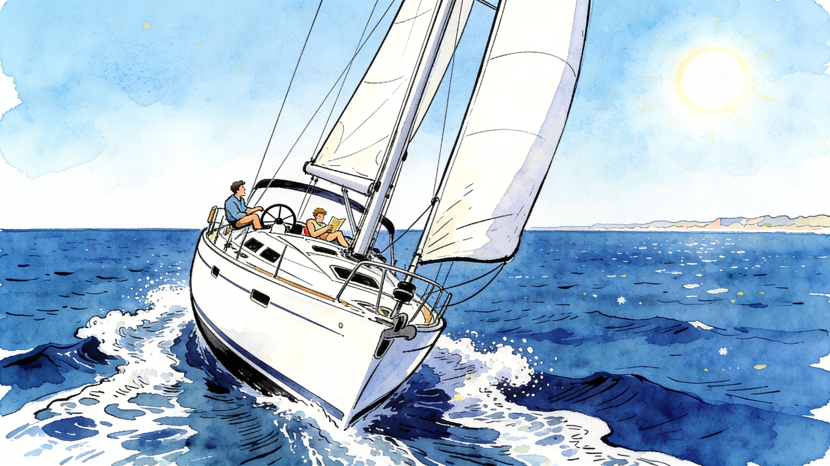 Mid-passage under sail