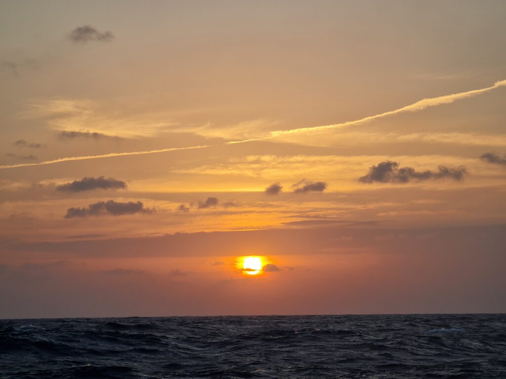 Sunset over the open ocean
